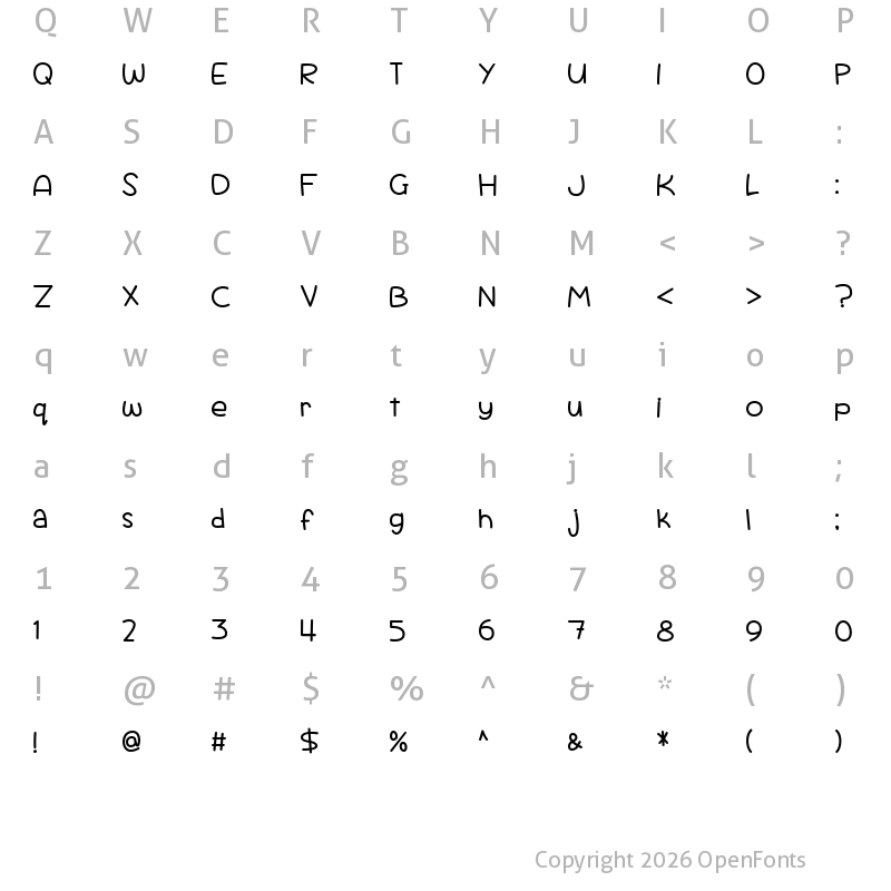 Character Map of Scrambled Tofu Regular