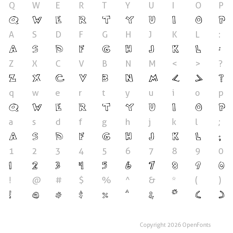 Character Map of Scrawllege Normal