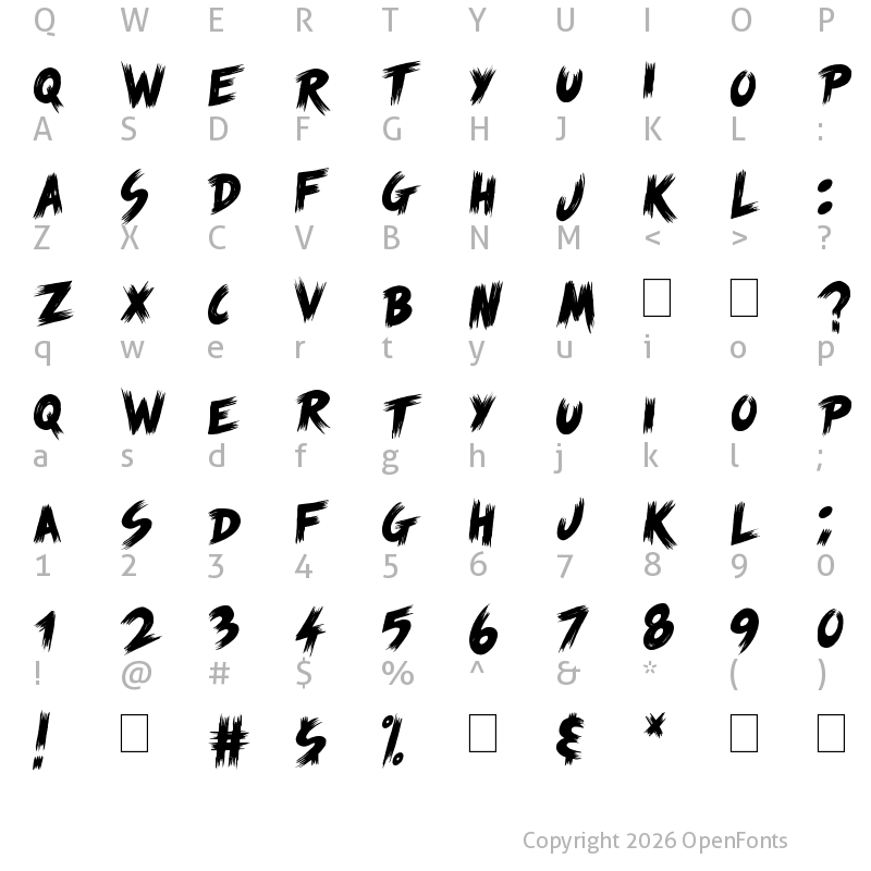 Character Map of Scream Again Regular