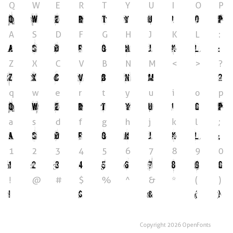 Character Map of screamo Regular