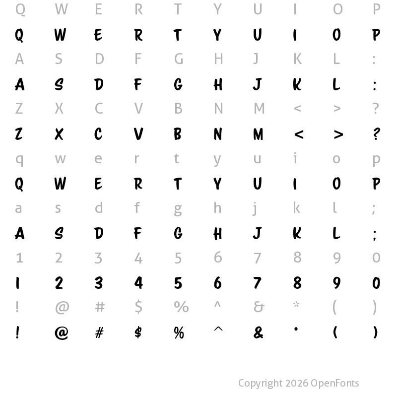 Character Map of ScriptoramaMarkdownJF Regular