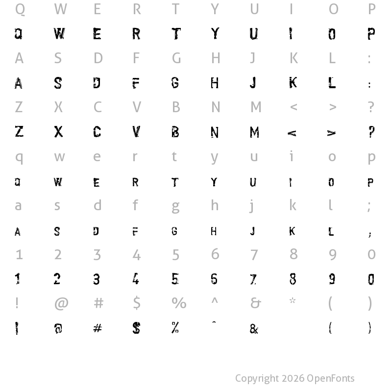 Character Map of Scroonge Regular