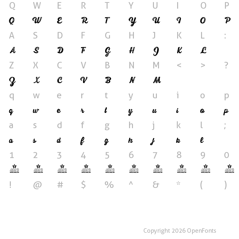 Character Map of Scrypta Personal Use Bold Italic