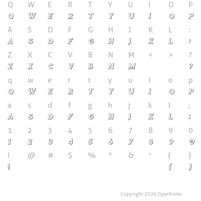 Character Map of Sea Gardens 3D Italic