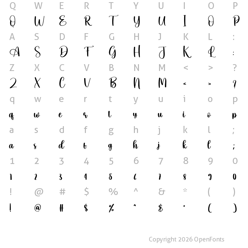 Character Map of Seabird Regular