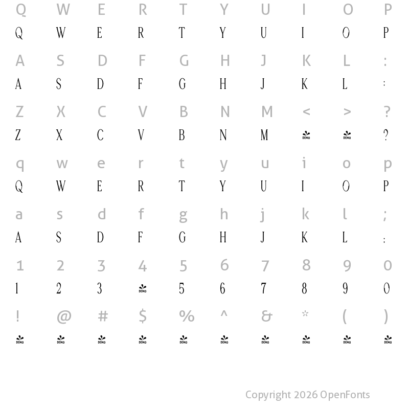 Character Map of Seafont Narrower 3