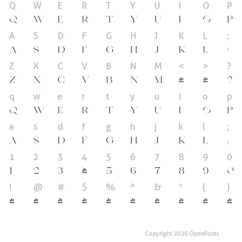 Character Map of Seafont Wide 1
