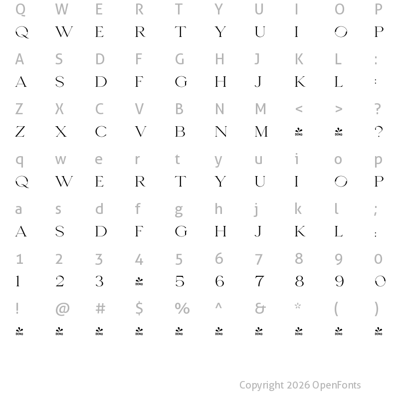 Character Map of Seafont Wide 2