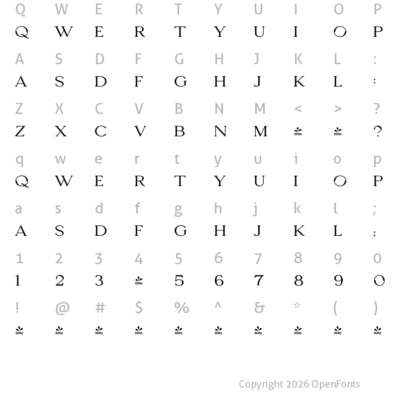 Character Map of Seafont Wide4