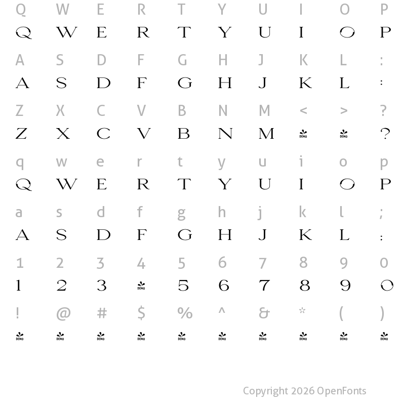 Character Map of Seafont Wider 3