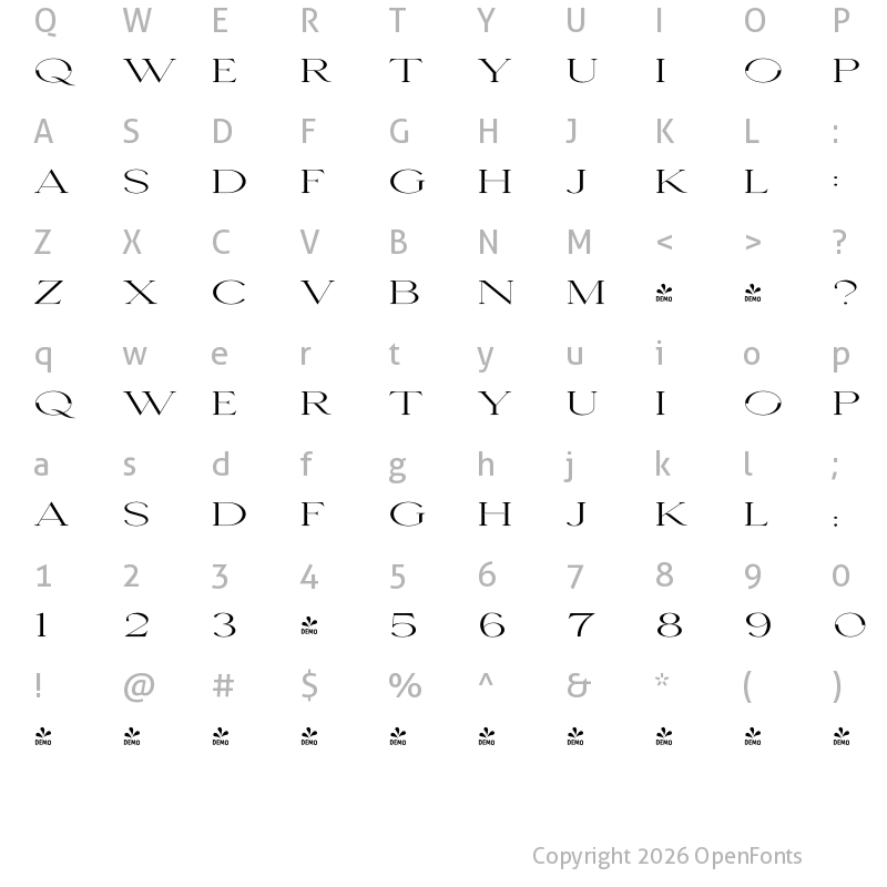 Character Map of Seafont Widest 2