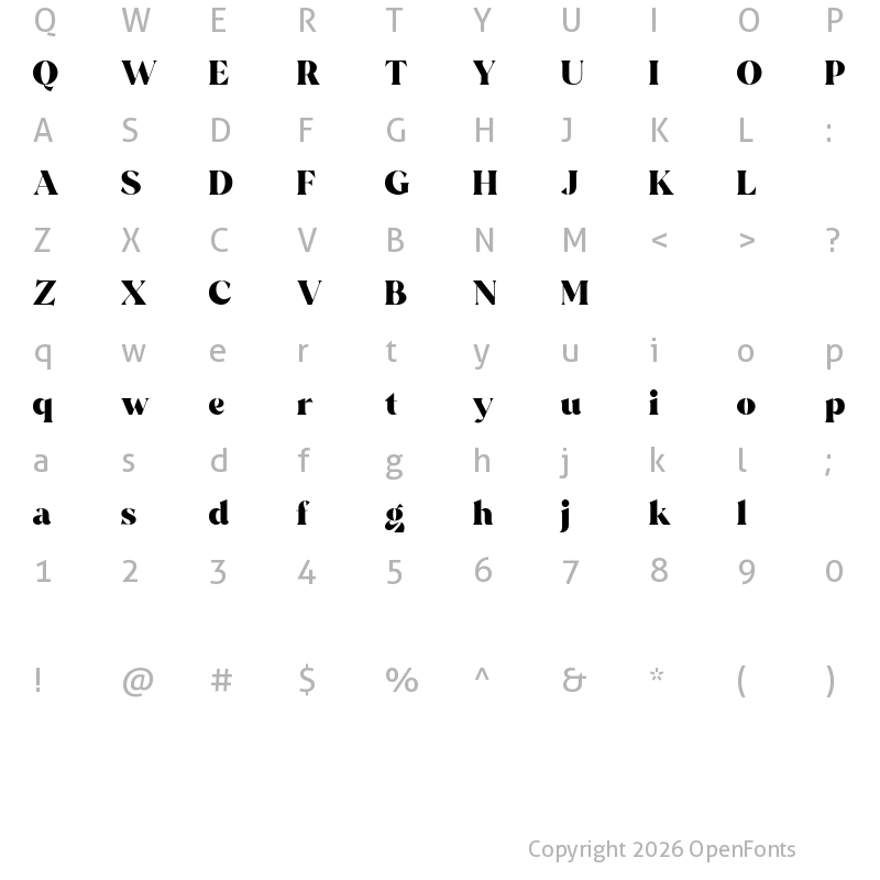 Character Map of Sealand Fr Regular