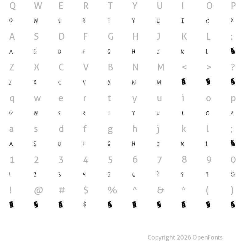 Character Map of SeamingStitchy Regular