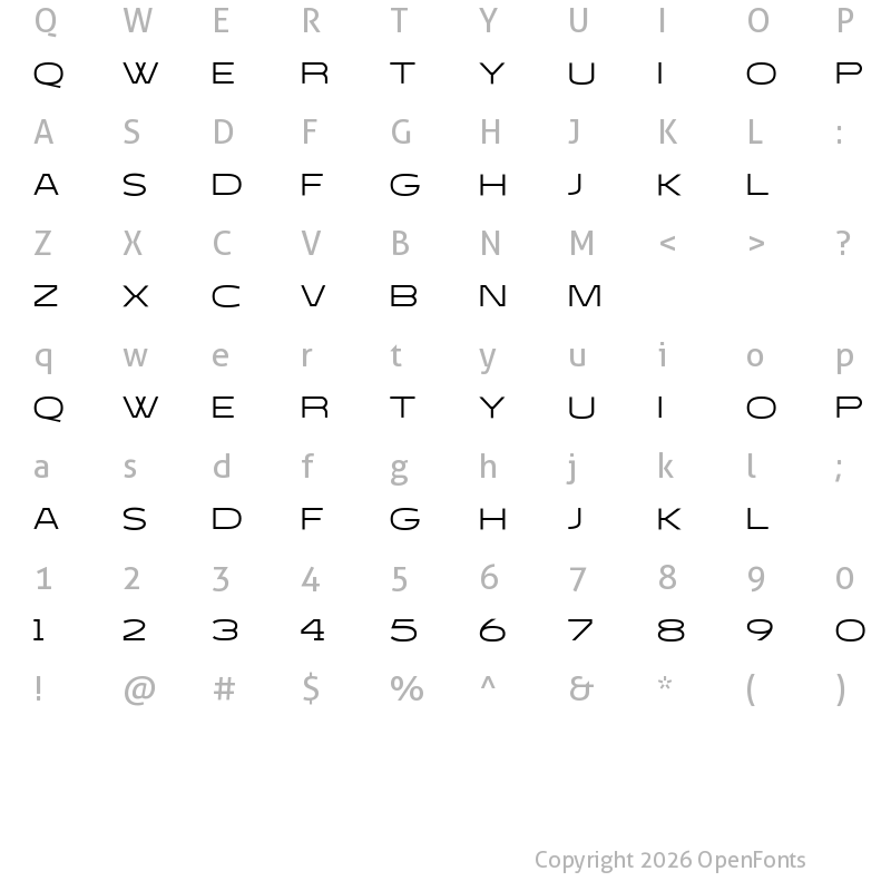 Character Map of Seanor Regular