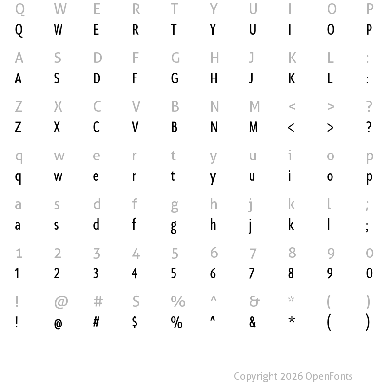 Character Map of SeanSans CompressedSemibold