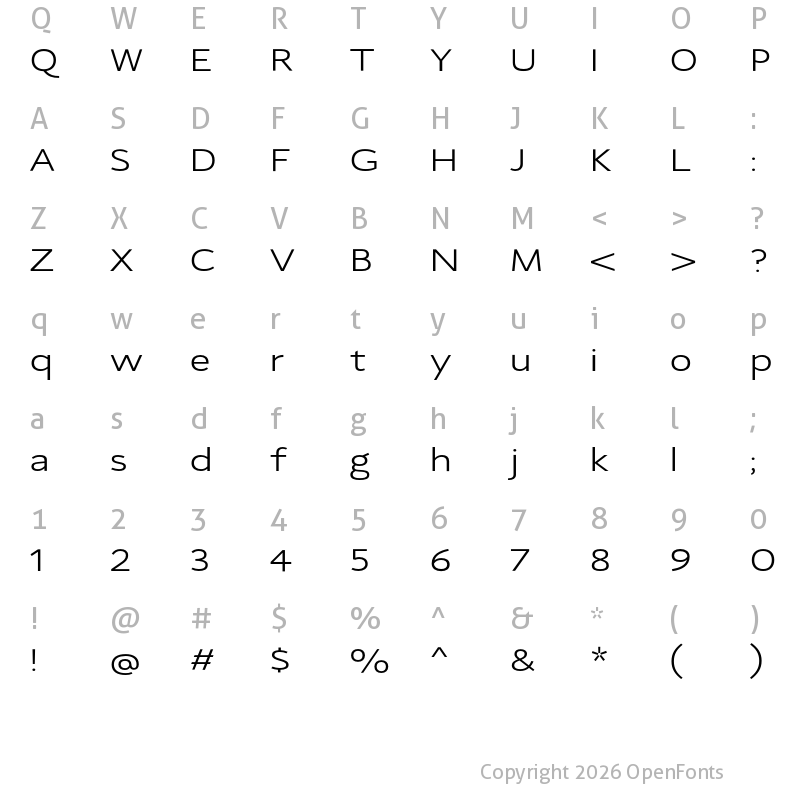 Character Map of SeanSans WideRegular