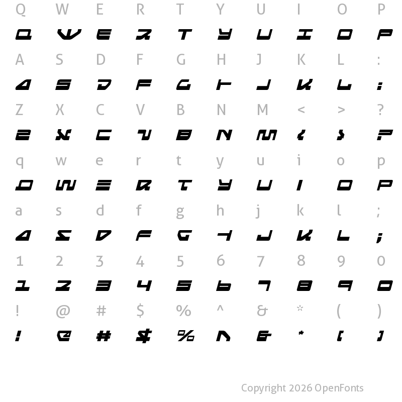 Character Map of Searider Falcon Italic Italic