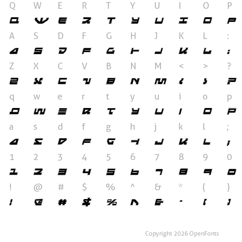 Character Map of Searider Falcon Pro Italic Italic