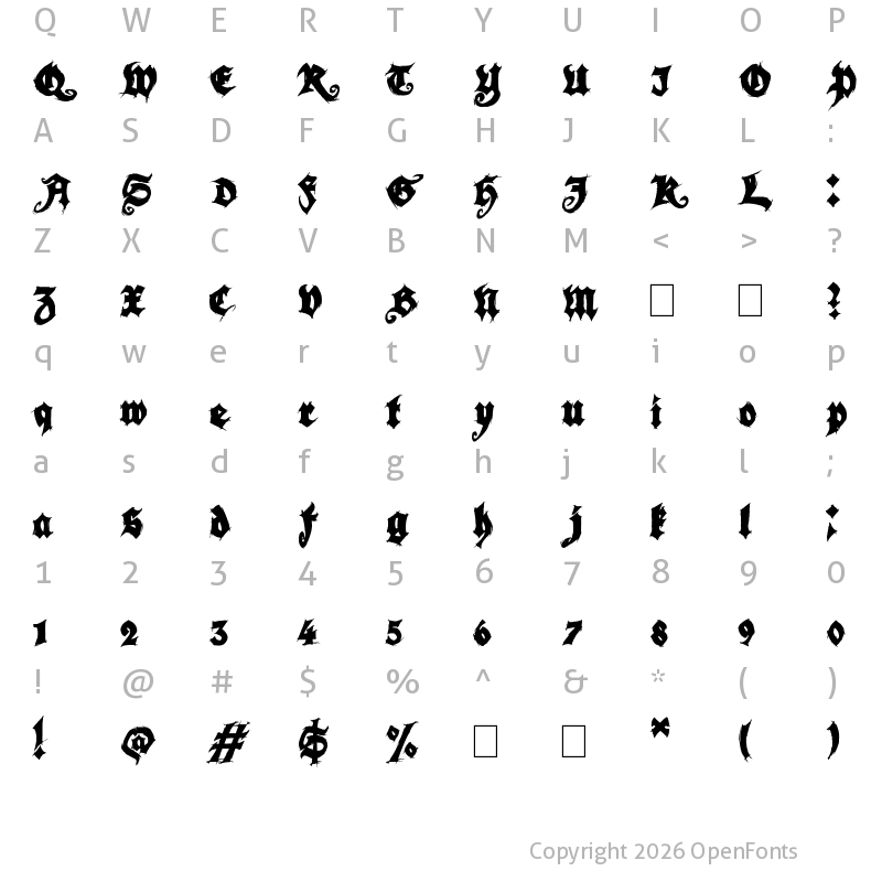 Character Map of Season of the Witch Black Regular