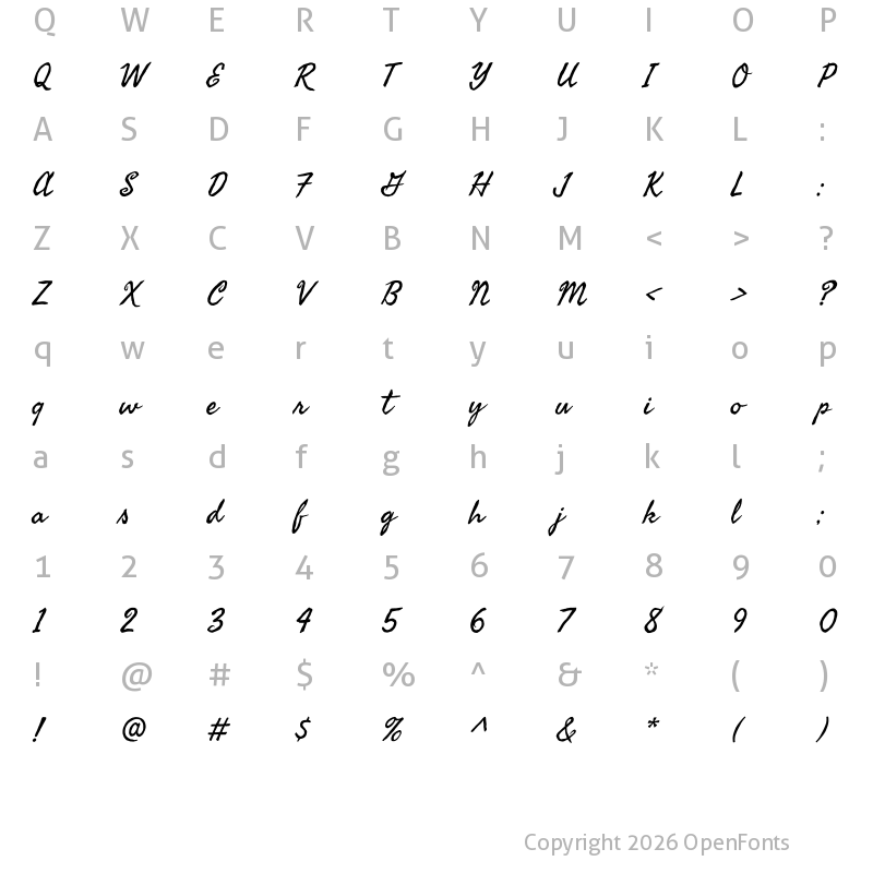 Character Map of Seaweed Script Regular