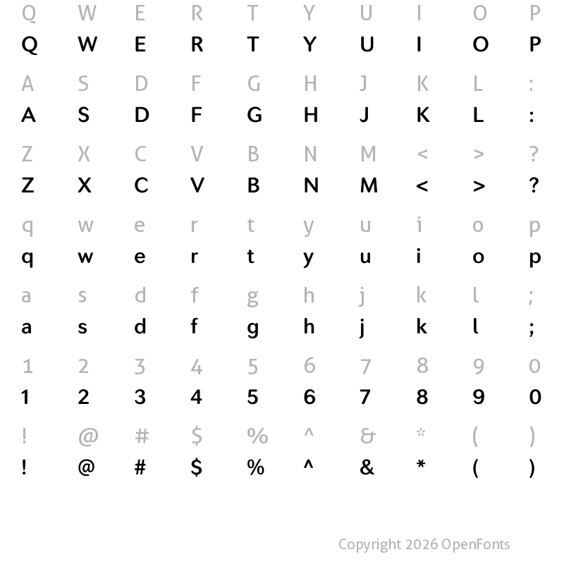Character Map of SecondaSoft-Demi ?