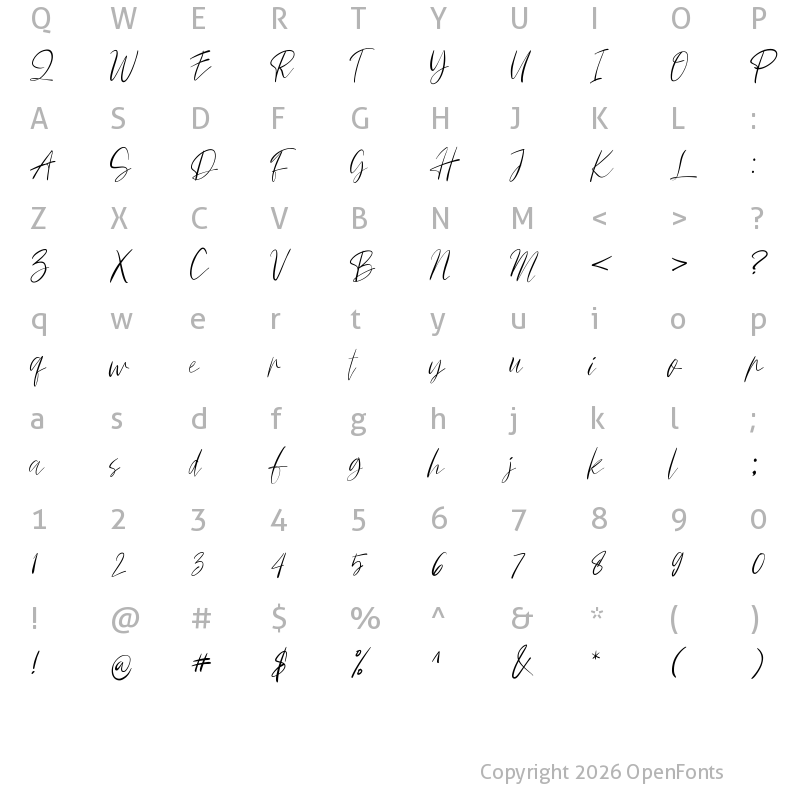 Character Map of SecureSignature Regular