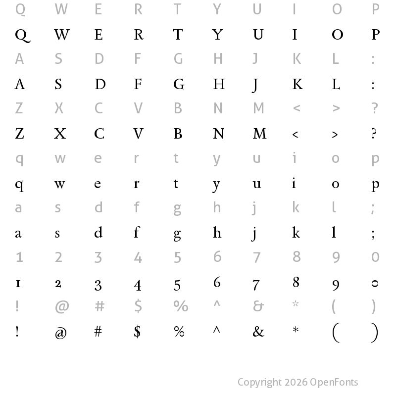 Character Map of Sedan Regular