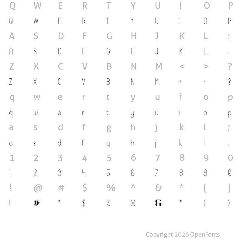 Character Map of Sedona Regular