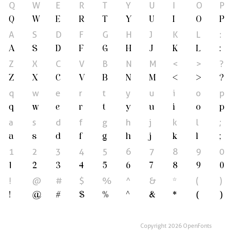Character Map of Sefara Regular