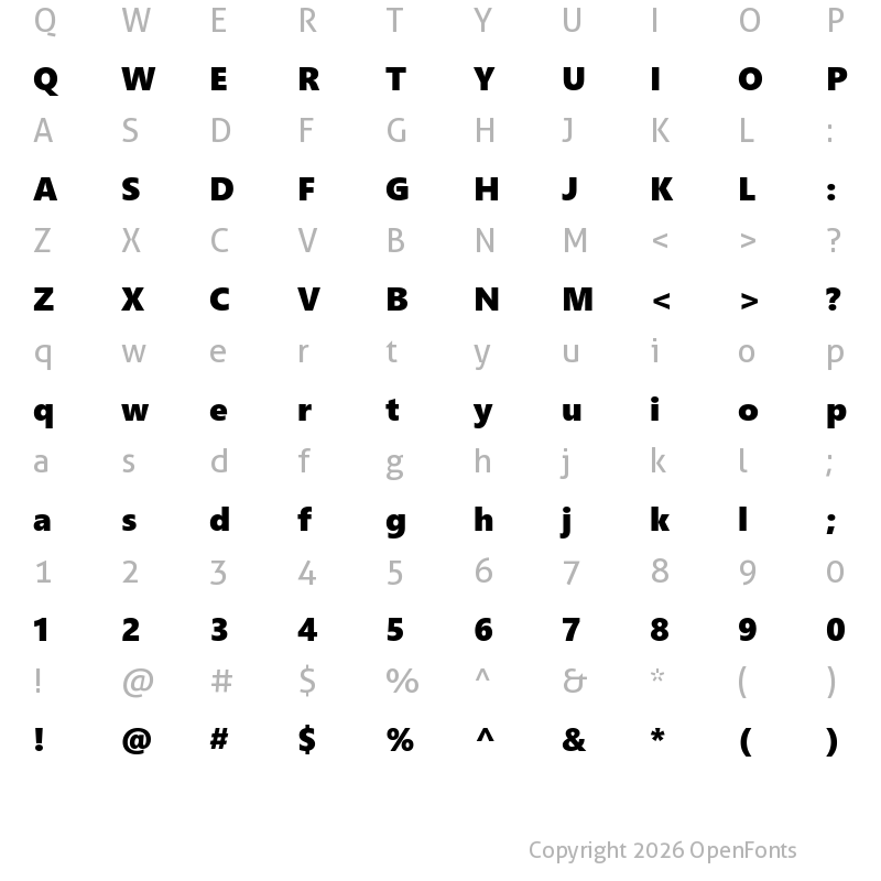 Character Map of Segoe Pro Black