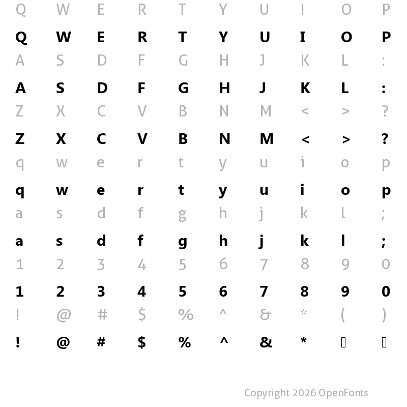 Character Map of Segoe UI Bold