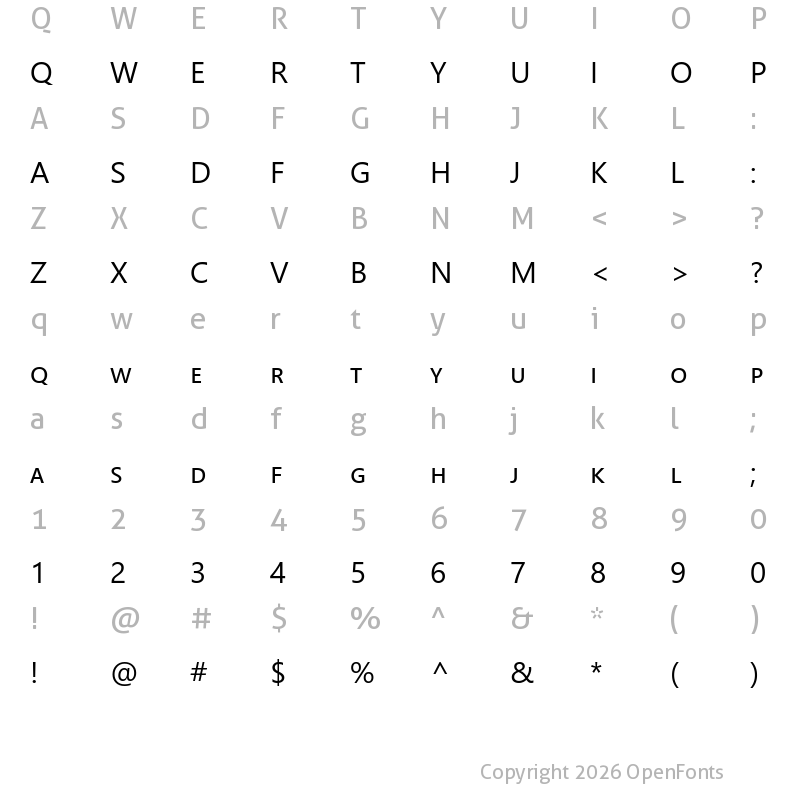Character Map of Segoe UI Small Capital in Small Regular