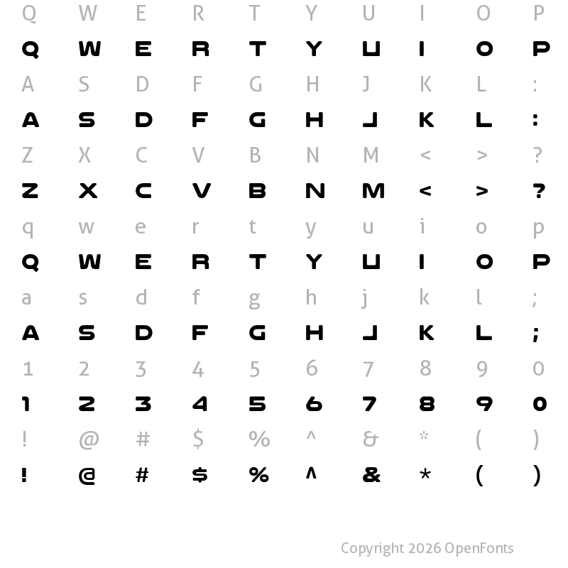 Character Map of SEIN BLUE Regular