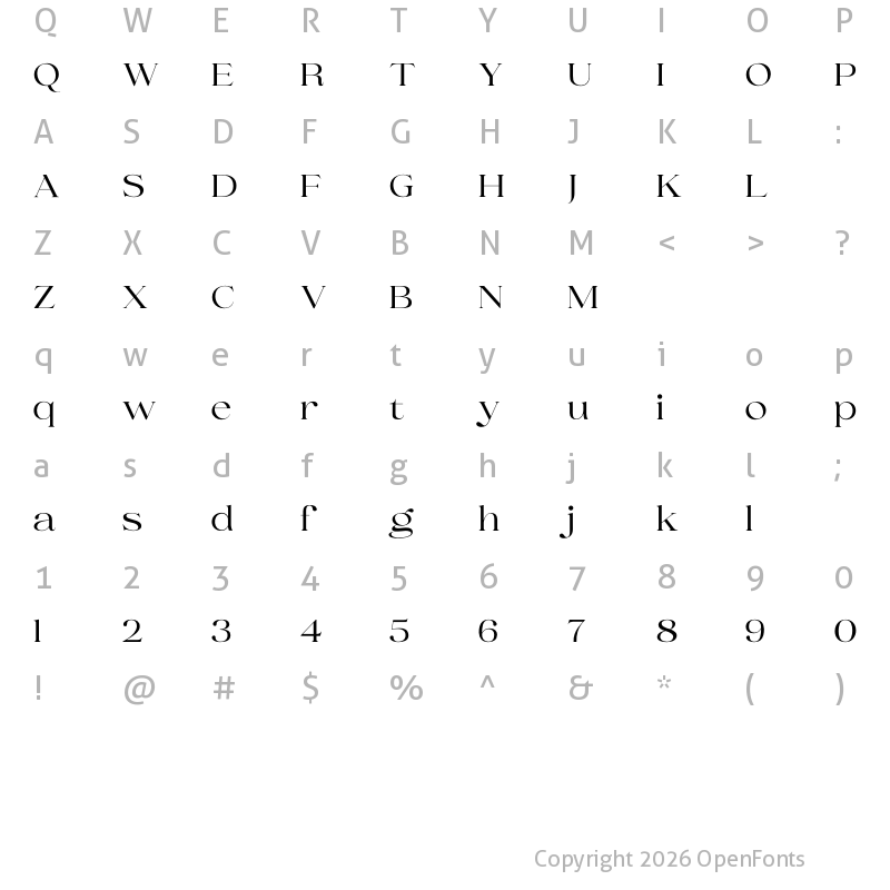 Character Map of Selino Regular