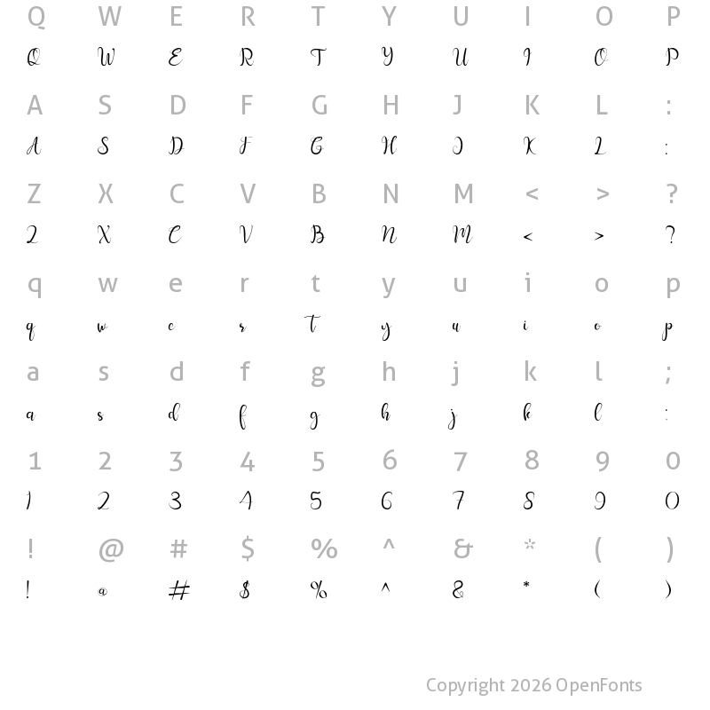 Character Map of Sellena Regular