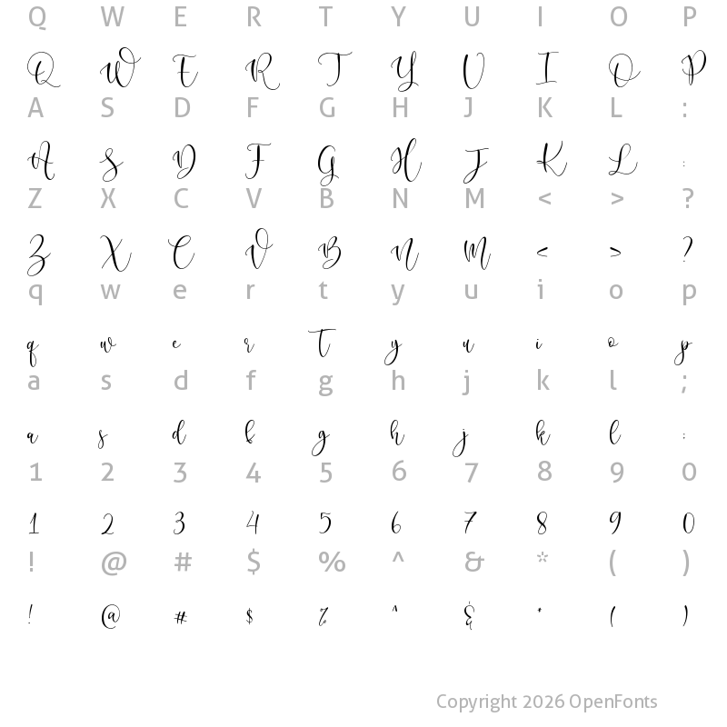 Character Map of Selomitta Regular