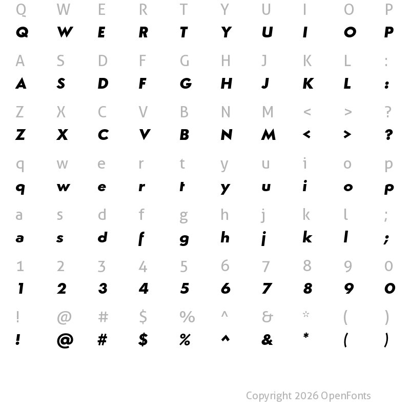 Character Map of Semplicit? Bold Italic