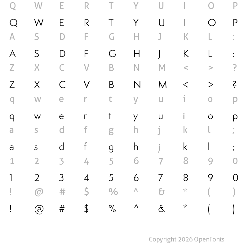 Character Map of Semplicita Pro Regular