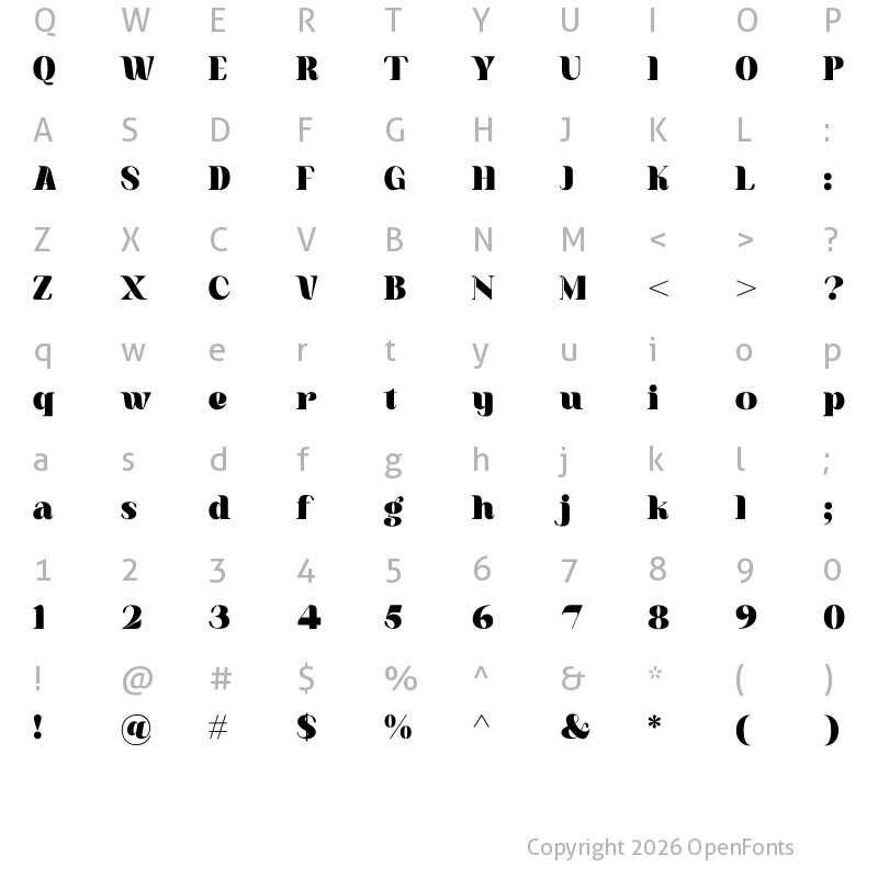 Character Map of Senmoly Caligan Regular