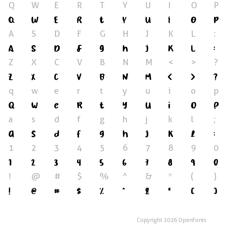 Character Map of September Rain Regular