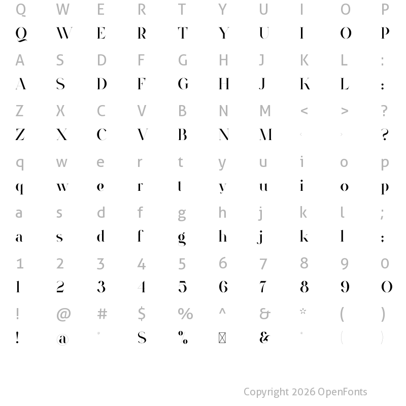 Character Map of Sequoia Regular