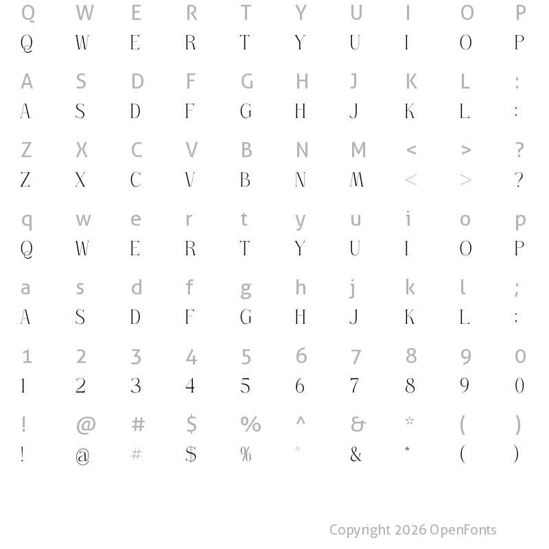 Character Map of Serandipity Boutique Serif Regular