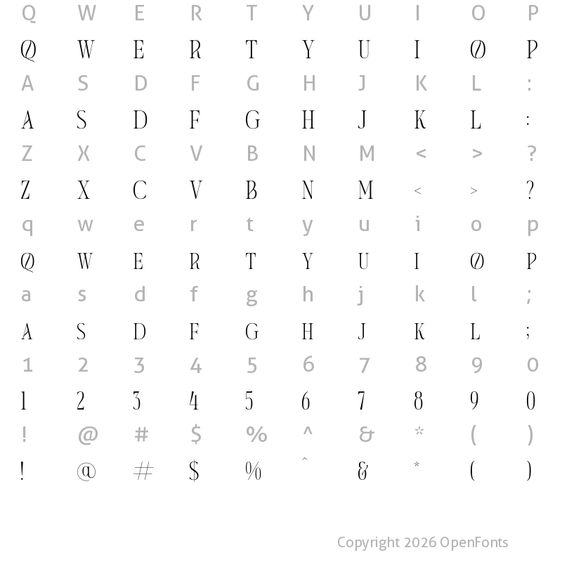 Character Map of Seraneo Regular