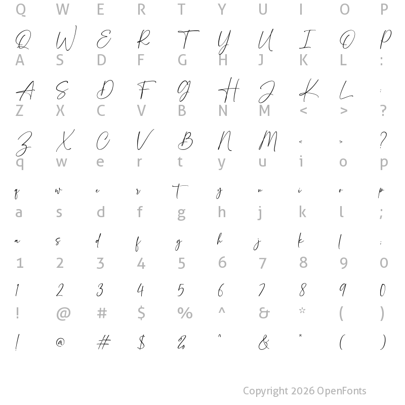 Character Map of Serathine Regular