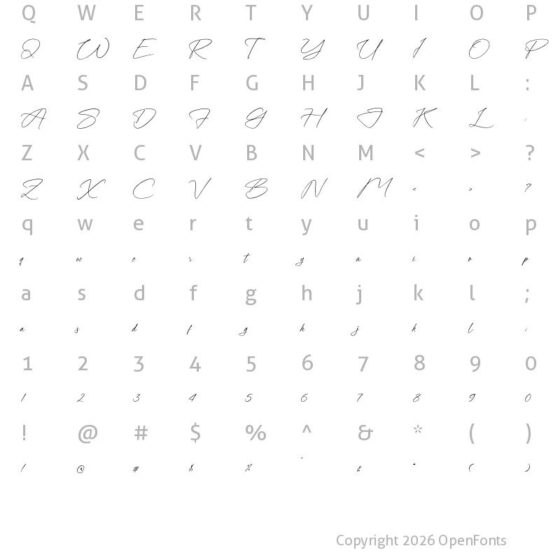 Character Map of Seredithone Regular