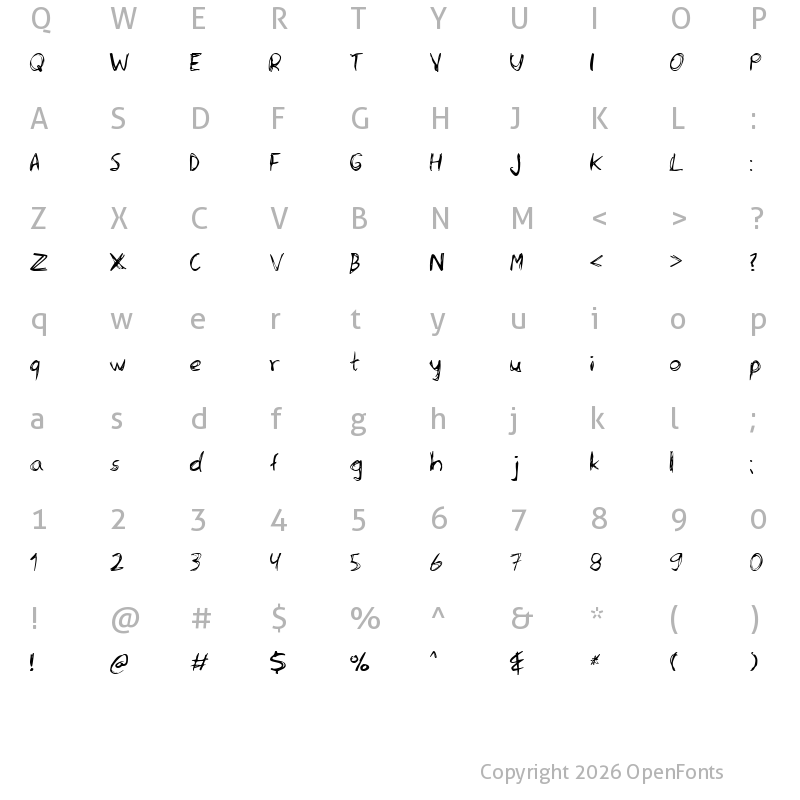 Character Map of Serena Regular