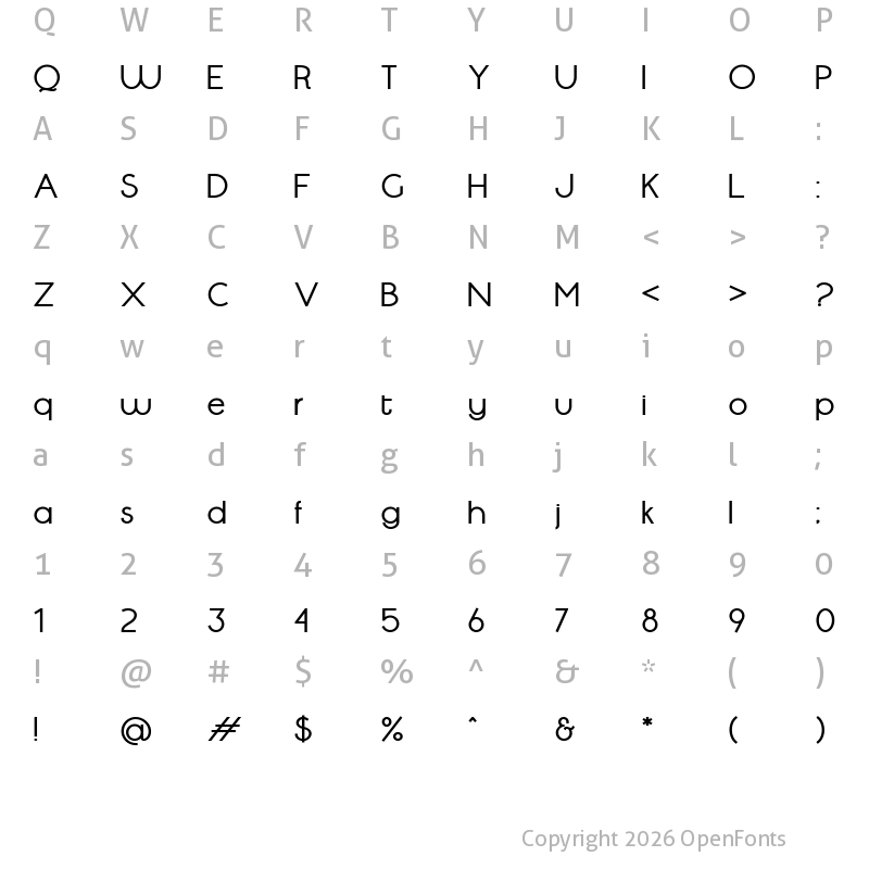 Character Map of Serenata Vantages Bold