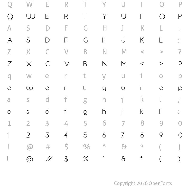 Character Map of Serenata Vantages Regular
