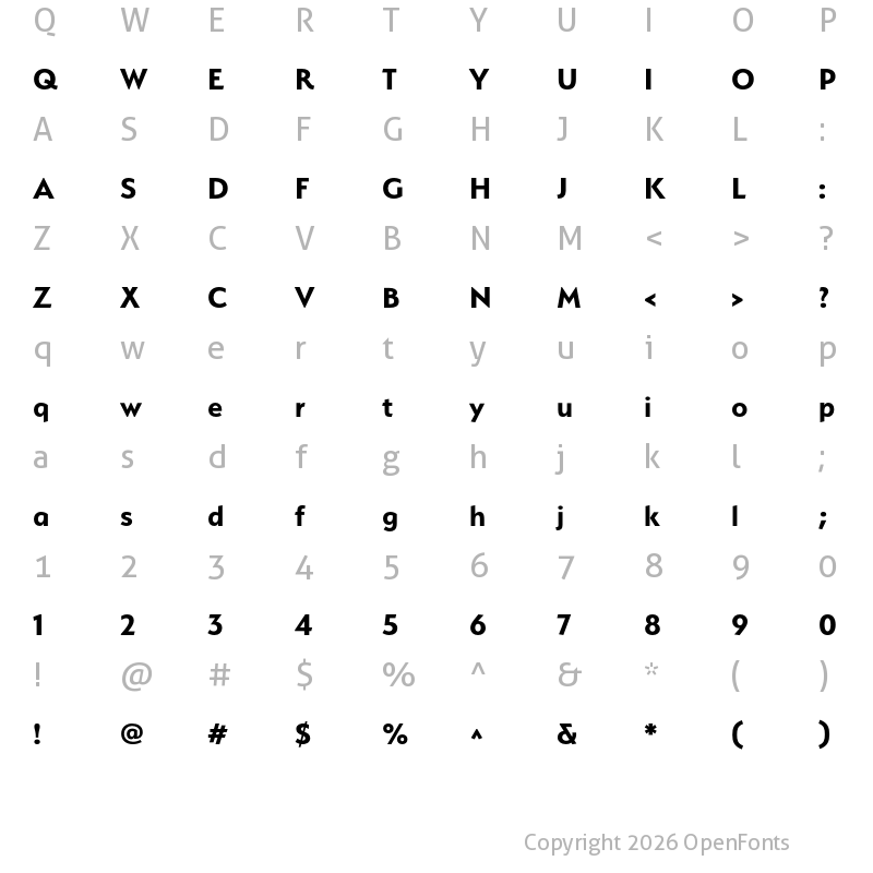 Character Map of Serenity Bold