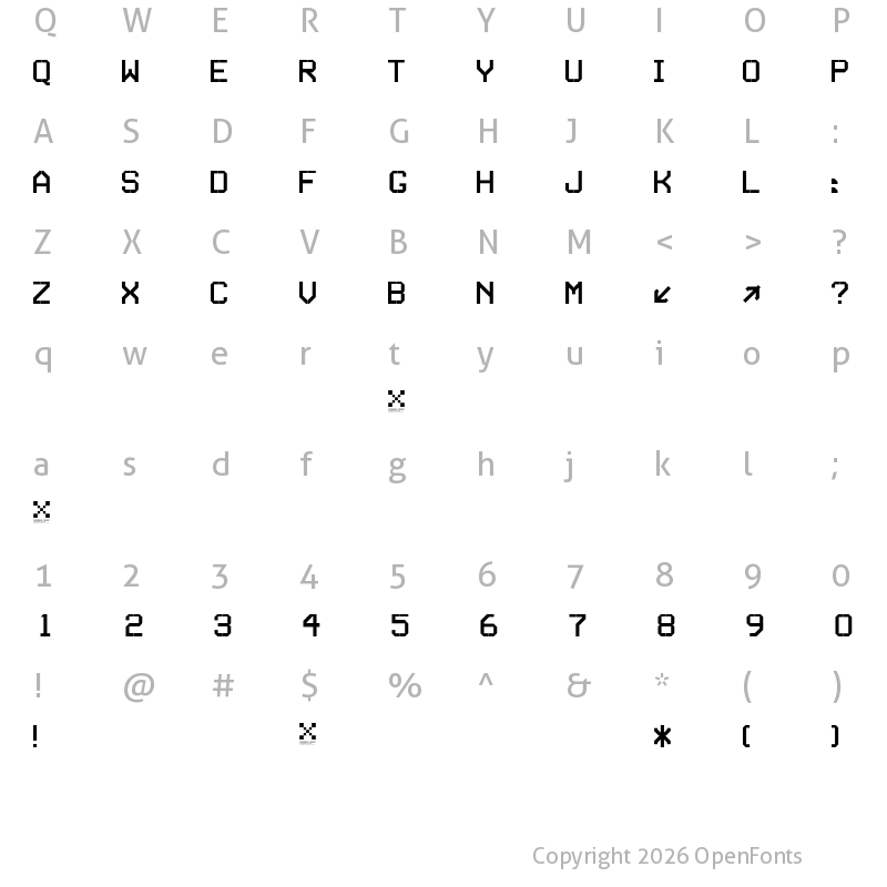 Character Map of SERIESB Regular